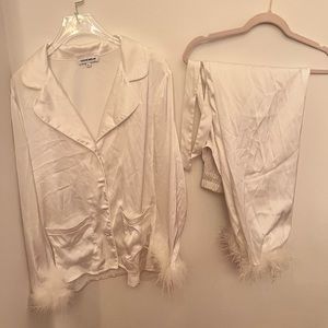 Nadine Merabi Darcie Pajamas in white  size xl (12) feather white pajamas set